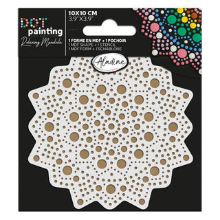 Dot Painting - Mdf - skiva och stencil - 10 cm - Soleil - 1 - Aladine - Tidformera