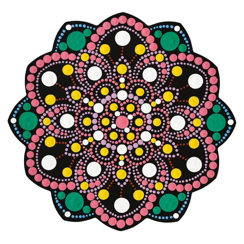 Dot Painting - Mdf - skiva och stencil - 20 cm - Pivoine - 2 - Aladine - Tidformera