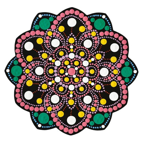 Dot Painting - Mdf - skiva och stencil - 20 cm - Pivoine - 2 - Aladine - Tidformera