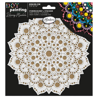 Dot Painting - Mdf - skiva och stencil - 20 cm - Soleil - 1 - Aladine - Tidformera