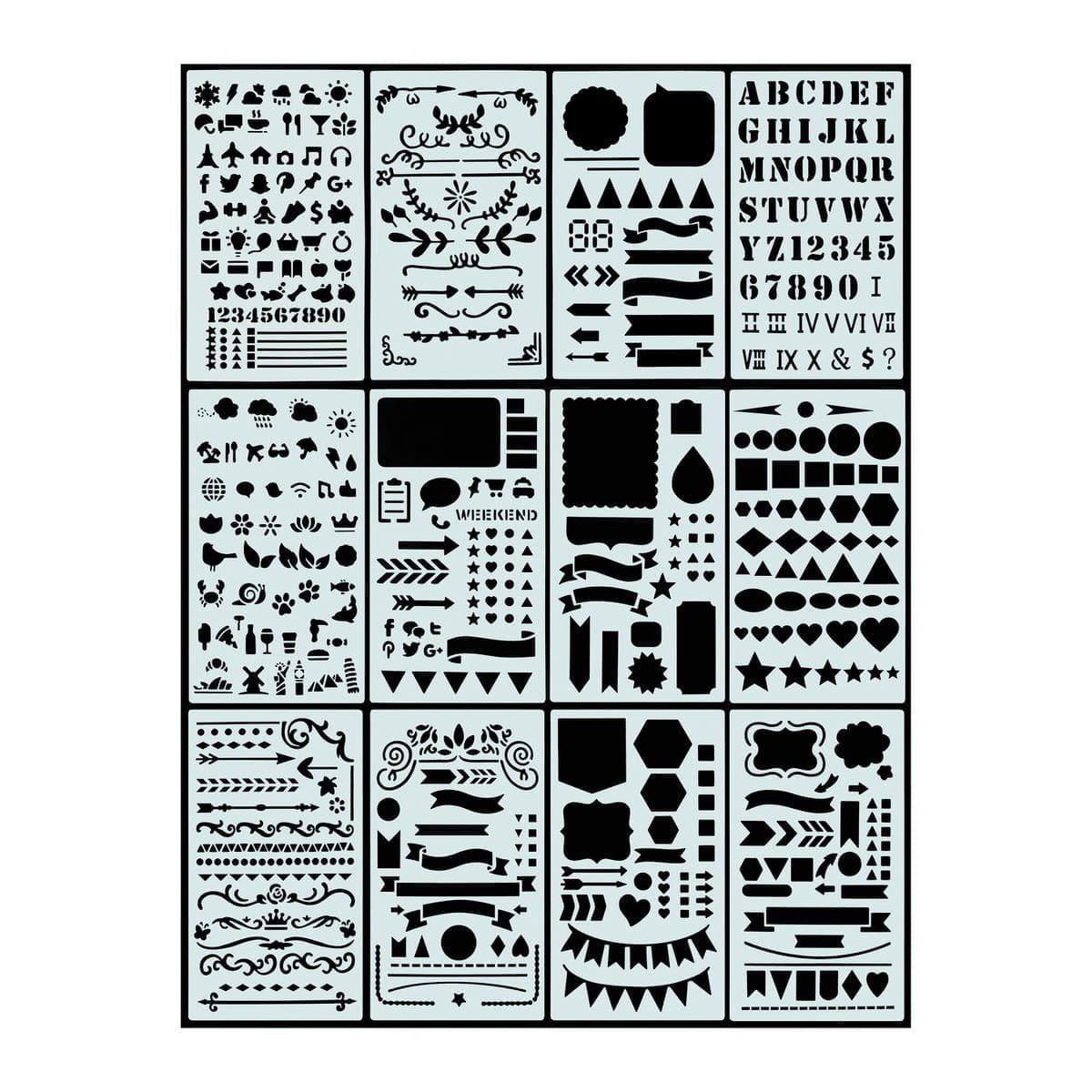Dotted Journal Stencil Set 12-pack - Peter Pauper Press - Tidformera
