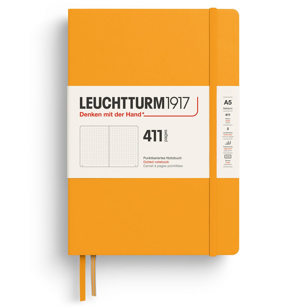 Dotted notebook Lt A5 Hård pärm 411 s - Rising Sun från Leuchtturm1917 - Gul anteckningsbok - Tidformera