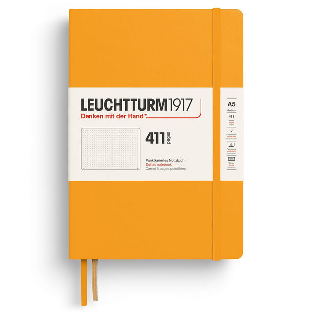 Dotted notebook Lt A5 Hård pärm 411 s - Rising Sun från Leuchtturm1917 - Gul anteckningsbok - Tidformera