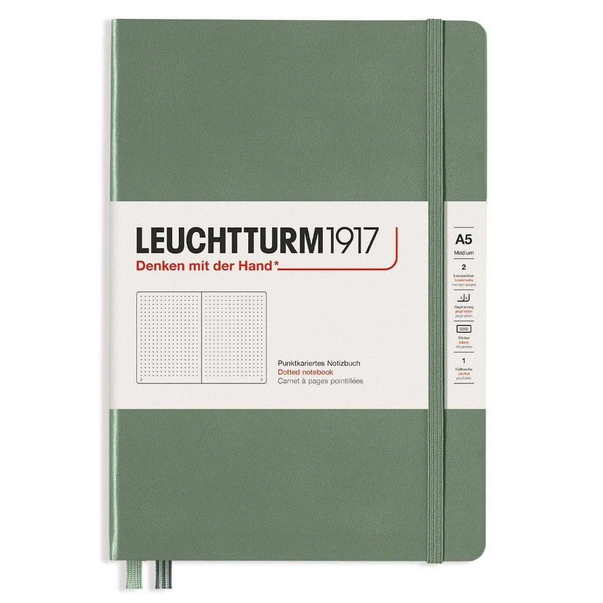 Dotted notebook Lt A5 Hård pärm Olive från Leuchtturm1917 - Olivgrön anteckningsbok - Tidformera