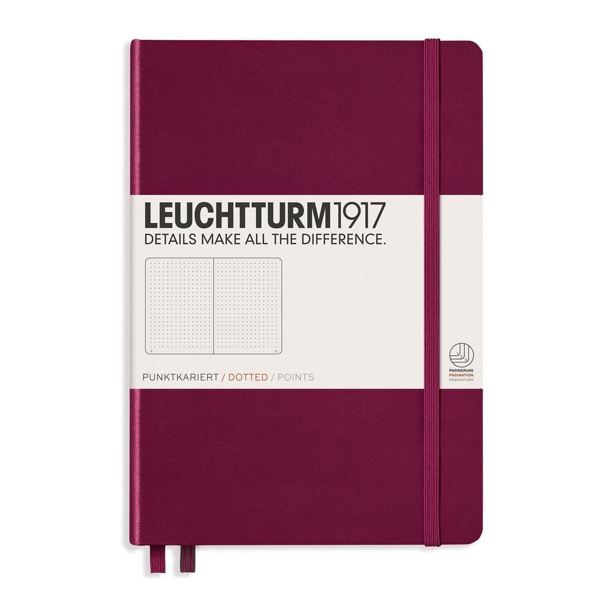 Dotted notebook Lt A5 Hård pärm Port Red från Leuchtturm1917 - Vinröd anteckningsbok - Tidformera