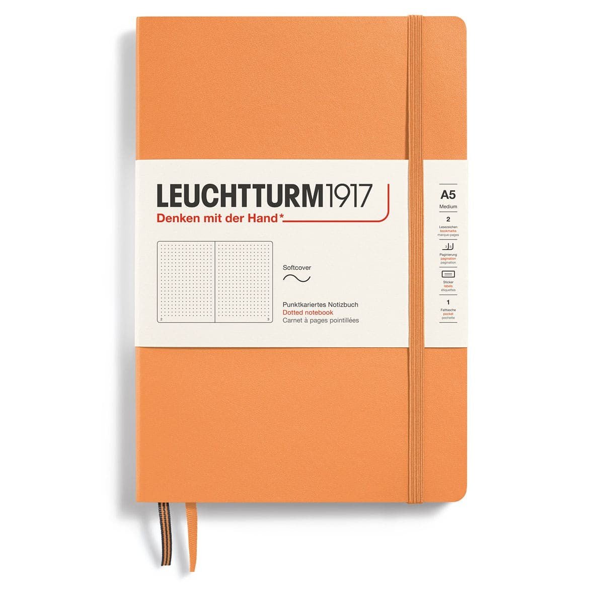 Dotted notebook Lt A5 Mjuk pärm Apricot från Leuchtturm1917 - Orange anteckningsbok - Tidformera