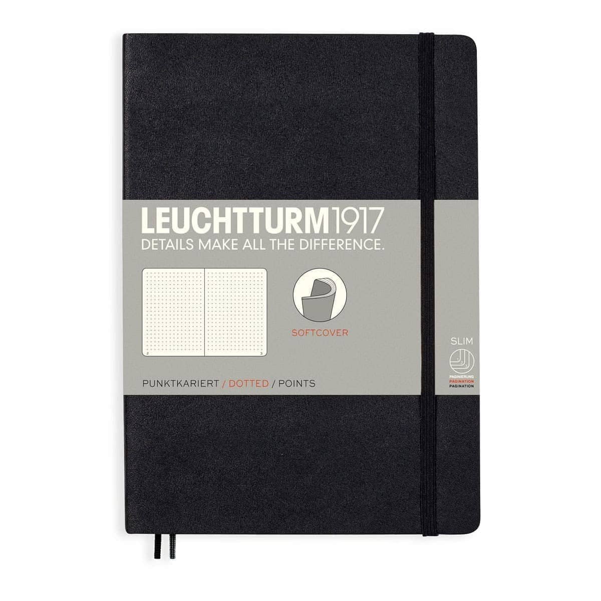 Dotted notebook Lt A5 Mjuk pärm Black från Leuchtturm1917 - Svart anteckningsbok - Tidformera