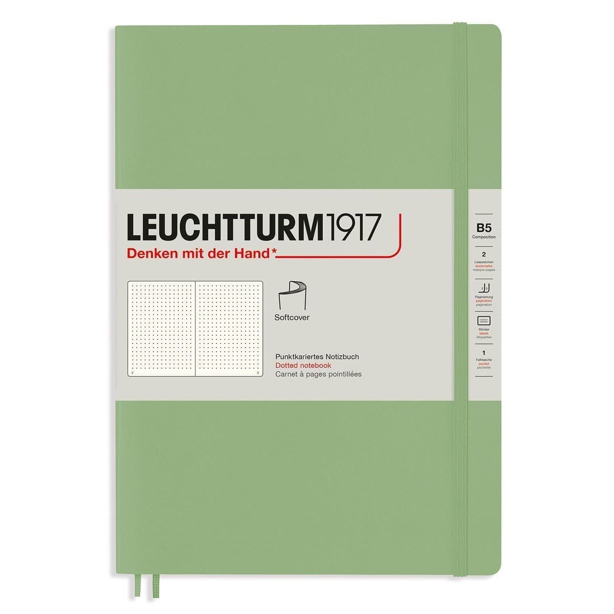 Dotted notebook Lt B5 Mjuk pärm Sage - Leuchtturm1917 - Tidformera
