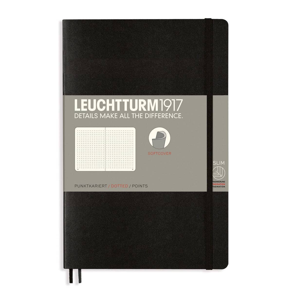 Dotted notebook Lt B6 Mjuk pärm Black från Leuchtturm1917 - Svart anteckningsbok - Tidformera