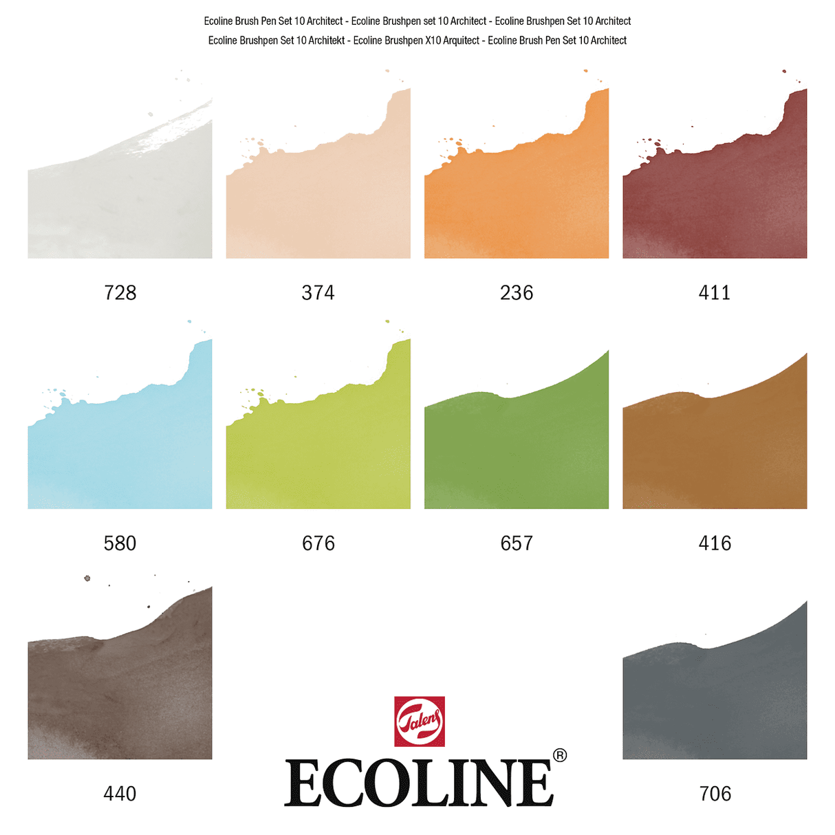 Ecoline Brush Pen 10 - set - Architect - 3 - Royal Talens - Tidformera