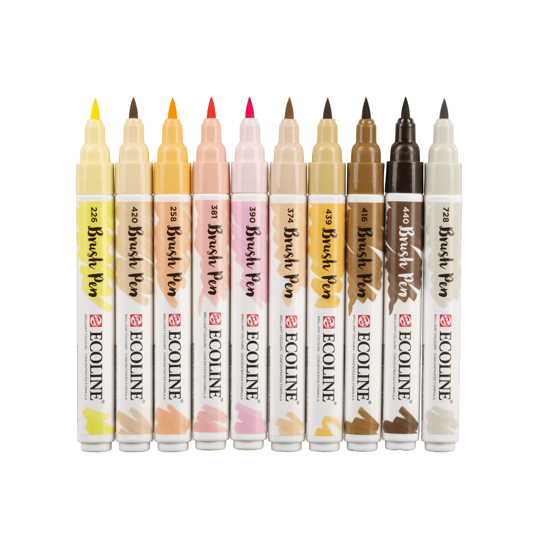 Ecoline Brush Pen 10 - set - Skin - 1 - Royal Talens - Tidformera