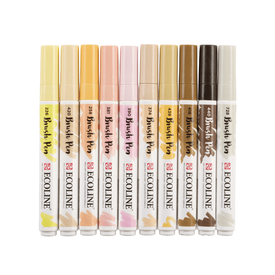 Ecoline Brush Pen 10 - set - Skin - 2 - Royal Talens - Tidformera