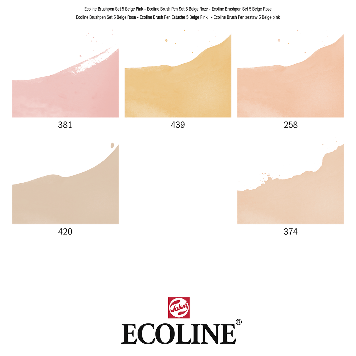 Ecoline Brush Pen 5 - set - Beige Pink - 5 - Royal Talens - Tidformera