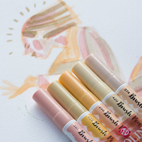 Ecoline Brush Pen 5 - set - Beige Pink - 2 - Royal Talens - Tidformera