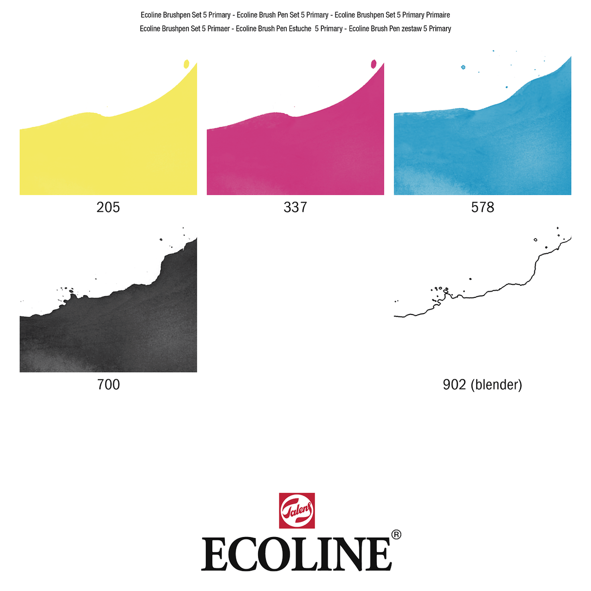 Ecoline Brush Pen 5 - set - Primary - 5 - Royal Talens - Tidformera
