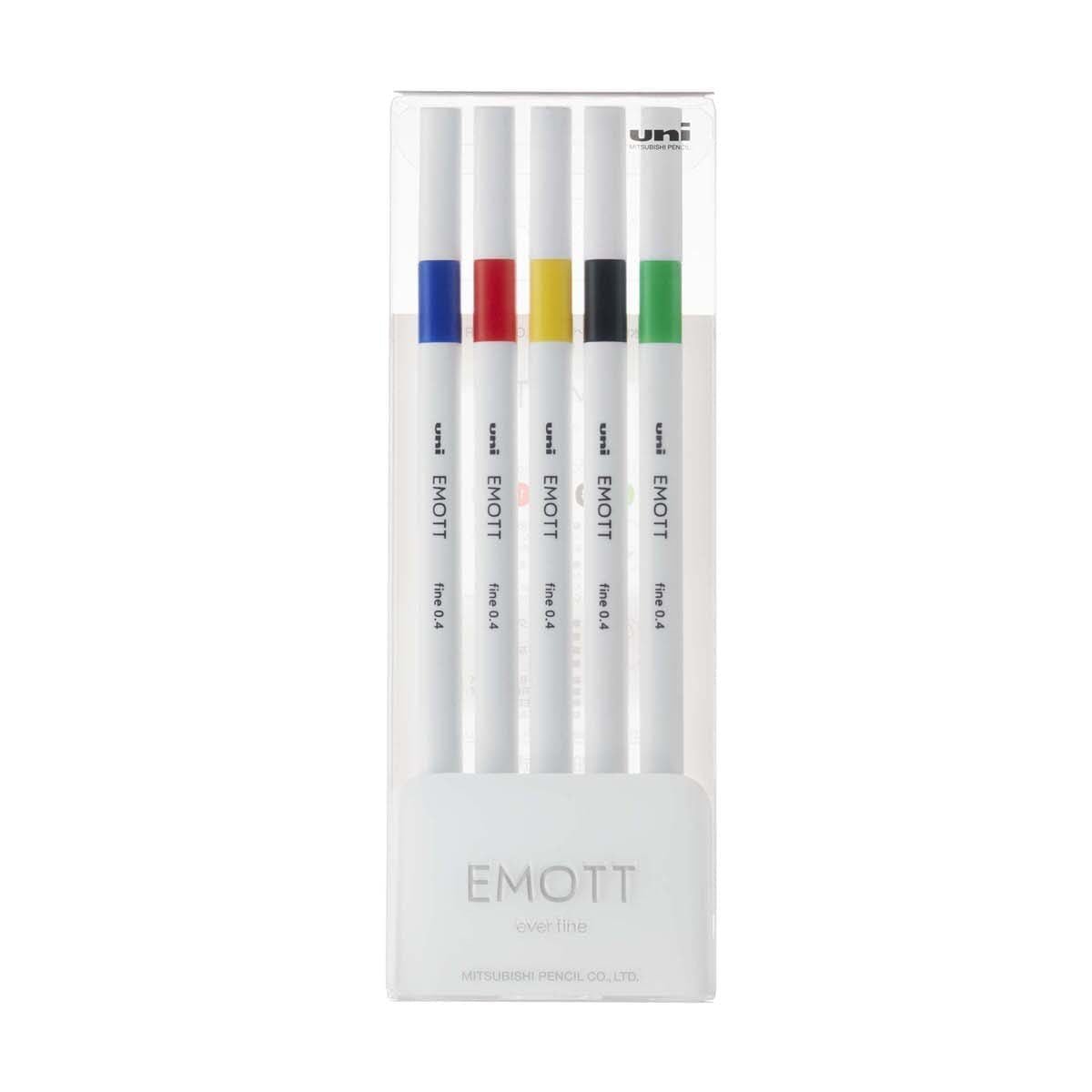 Emott ever fine Fineliner 5-set - No: 1 Vivid color - Uni Mitsubishi Pencil - Tidformera