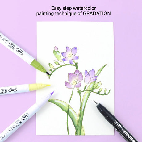 Exploring Watercolor How to paint flowers - Gradation - 2 - ZIG Kuretake - Tidformera