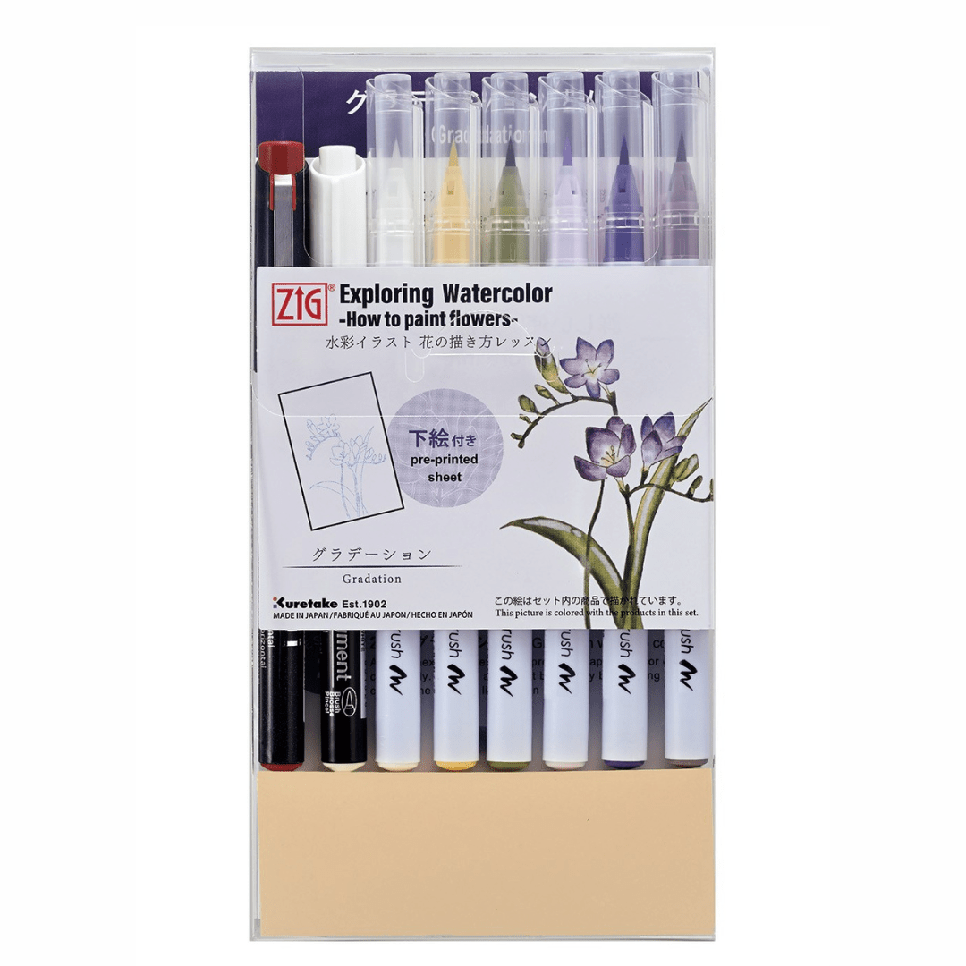 Exploring Watercolor How to paint flowers - Gradation - 1 - ZIG Kuretake - Tidformera