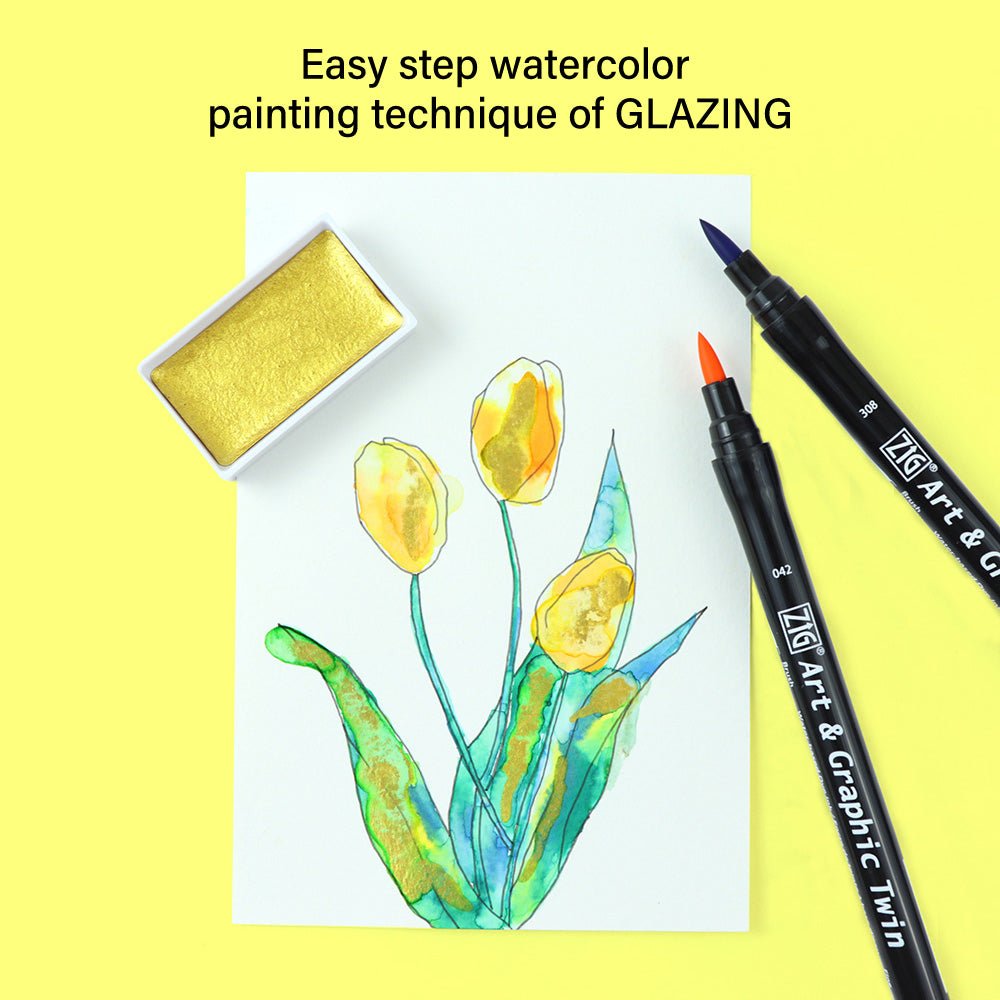 Exploring Watercolor How to paint flowers - Wet on Wet - ZIG Kuretake - Tidformera