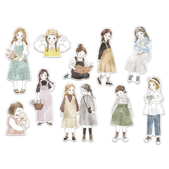 Flake stickers Amie - Playful girl från Mind Wave. Klistermärken med unga flickor. - Tidformera