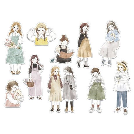 Flake stickers Amie - Playful girl från Mind Wave. Klistermärken med unga flickor. - Tidformera