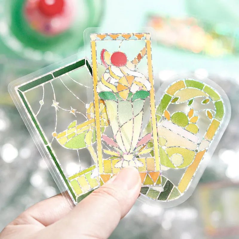 Flake stickers - Clear - Kissa a la Mode - Stained green - 3 - BGM - Tidformera