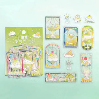 Flake stickers - Clear - Kissa a la Mode - Stained green - 2 - BGM - Tidformera