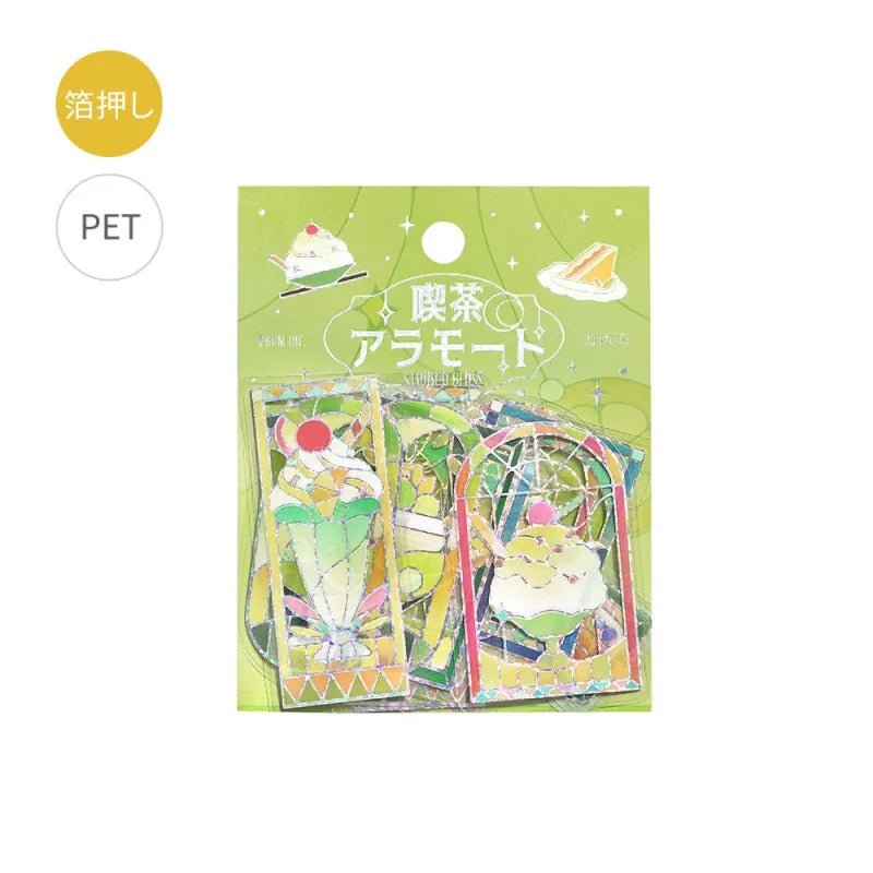 Flake stickers - Clear - Kissa a la Mode - Stained green - 1 - BGM - Tidformera