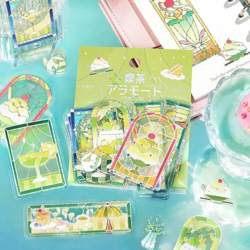 Flake stickers - Clear - Kissa a la Mode - Stained green - 6 - BGM - Tidformera