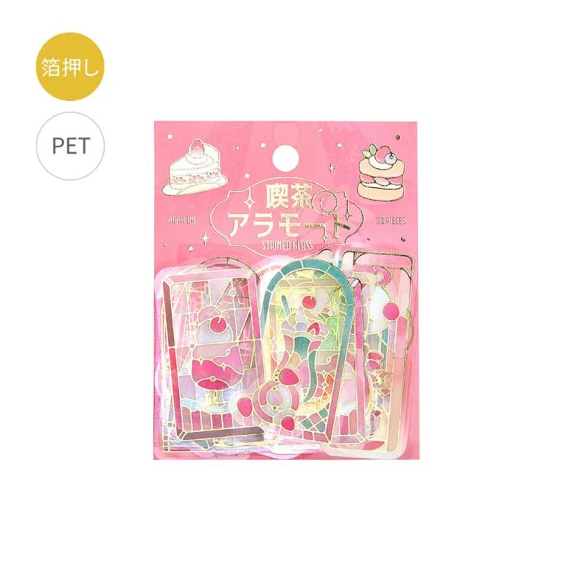 Flake stickers - Clear - Kissa a la Mode - Stained red - 1 - BGM - Tidformera