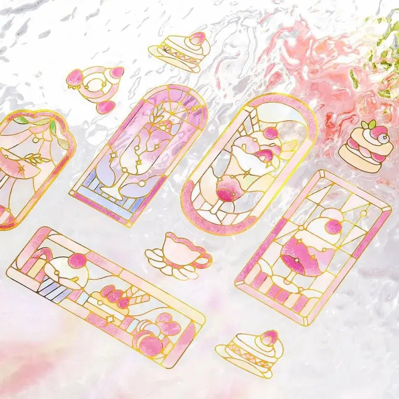 Flake stickers - Clear - Kissa a la Mode - Stained red - 3 - BGM - Tidformera