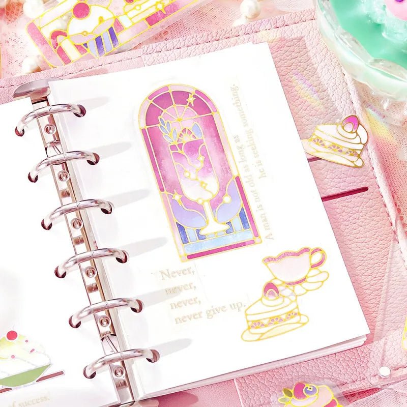 Flake stickers - Clear - Kissa a la Mode - Stained red - 4 - BGM - Tidformera