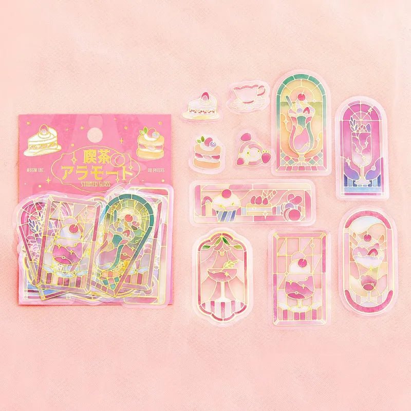 Flake stickers - Clear - Kissa a la Mode - Stained red - 2 - BGM - Tidformera