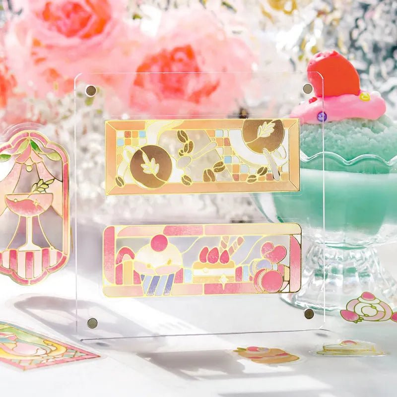 Flake stickers - Clear - Kissa a la Mode - Stained red - 5 - BGM - Tidformera