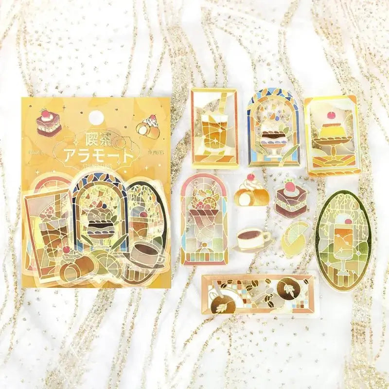 Flake stickers - Clear - Kissa a la Mode - Stained yellow - 2 - BGM - Tidformera