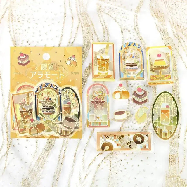 Flake stickers - Clear - Kissa a la Mode - Stained yellow - 2 - BGM - Tidformera