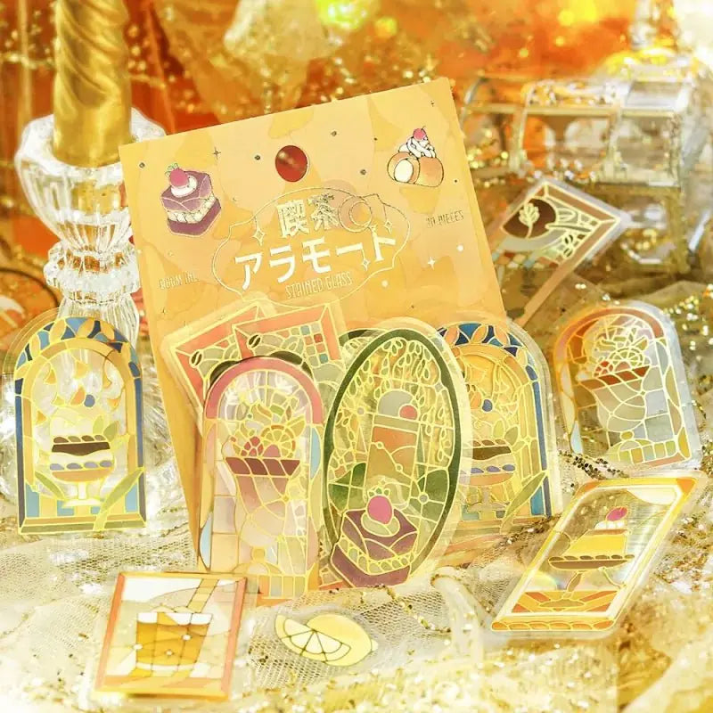 Flake stickers - Clear - Kissa a la Mode - Stained yellow - 6 - BGM - Tidformera