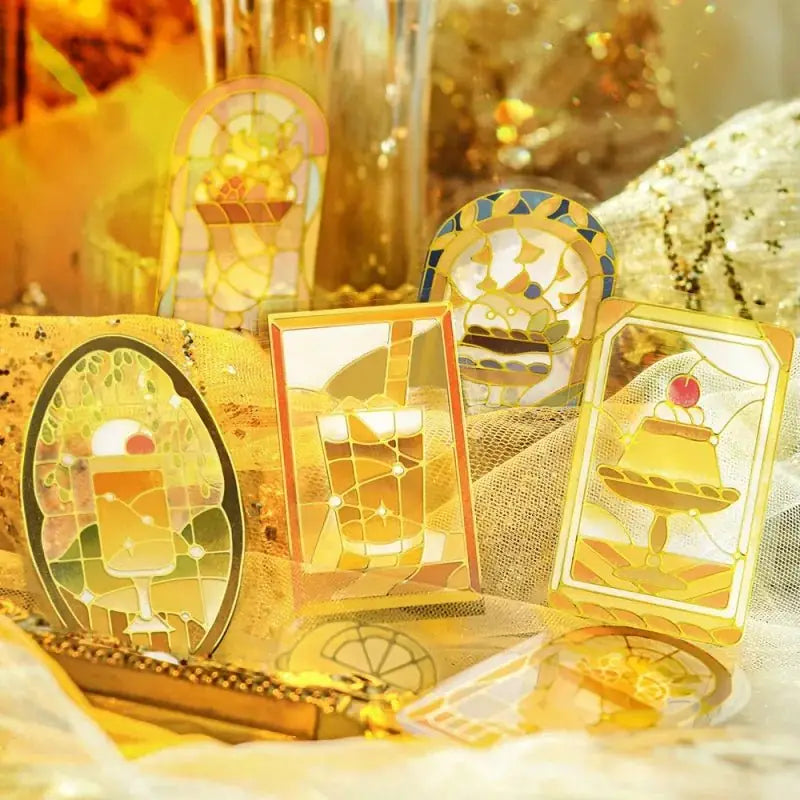 Flake stickers - Clear - Kissa a la Mode - Stained yellow - 3 - BGM - Tidformera