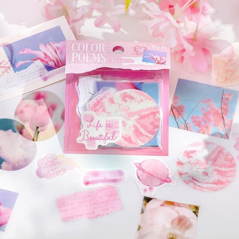 Flake stickers Color poems - Pink - 3 - BGM - Tidformera