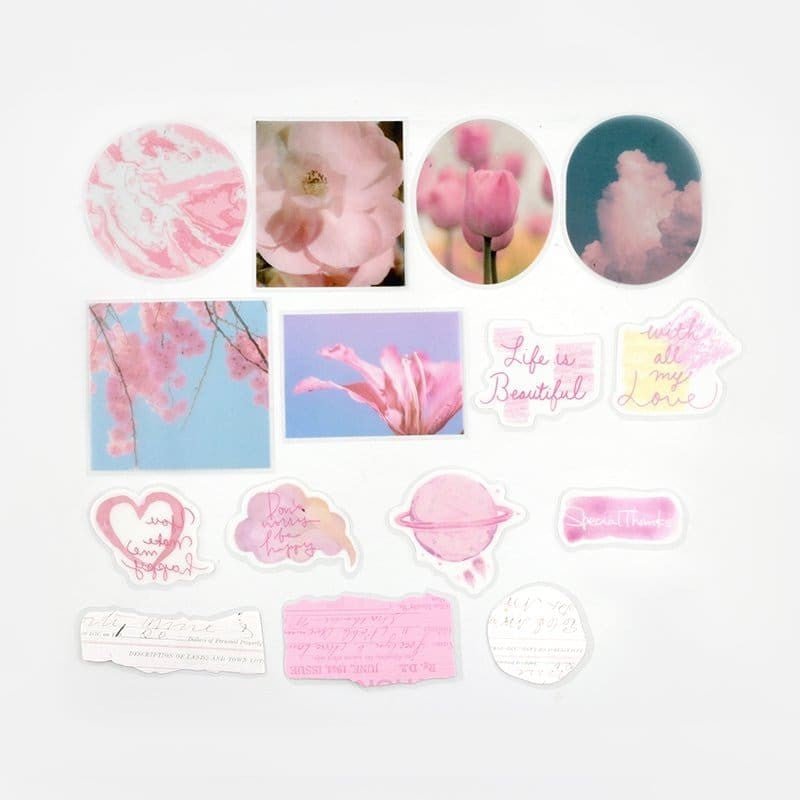 Flake stickers Color poems - Pink - 2 - BGM - Tidformera