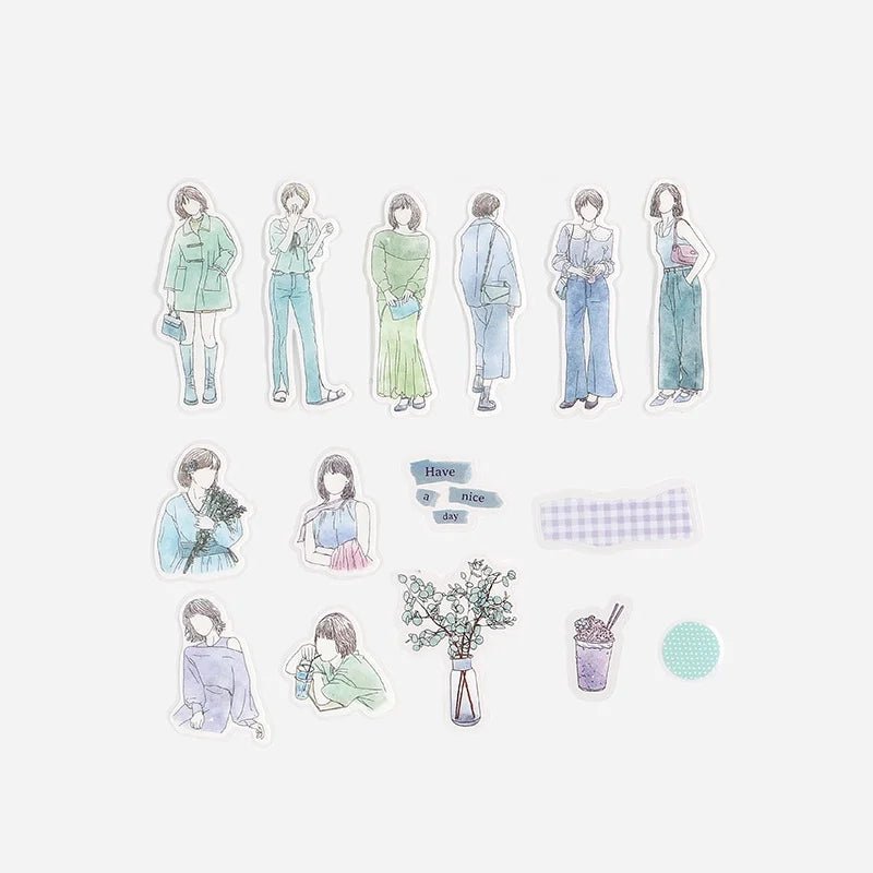 Flake stickers Coordinate - Watercolor - Cold color - 3 - BGM - Tidformera