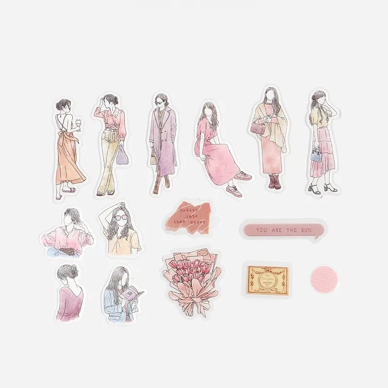 Flake stickers Coordinate - Watercolor - Warm Color - 3 - BGM - Tidformera