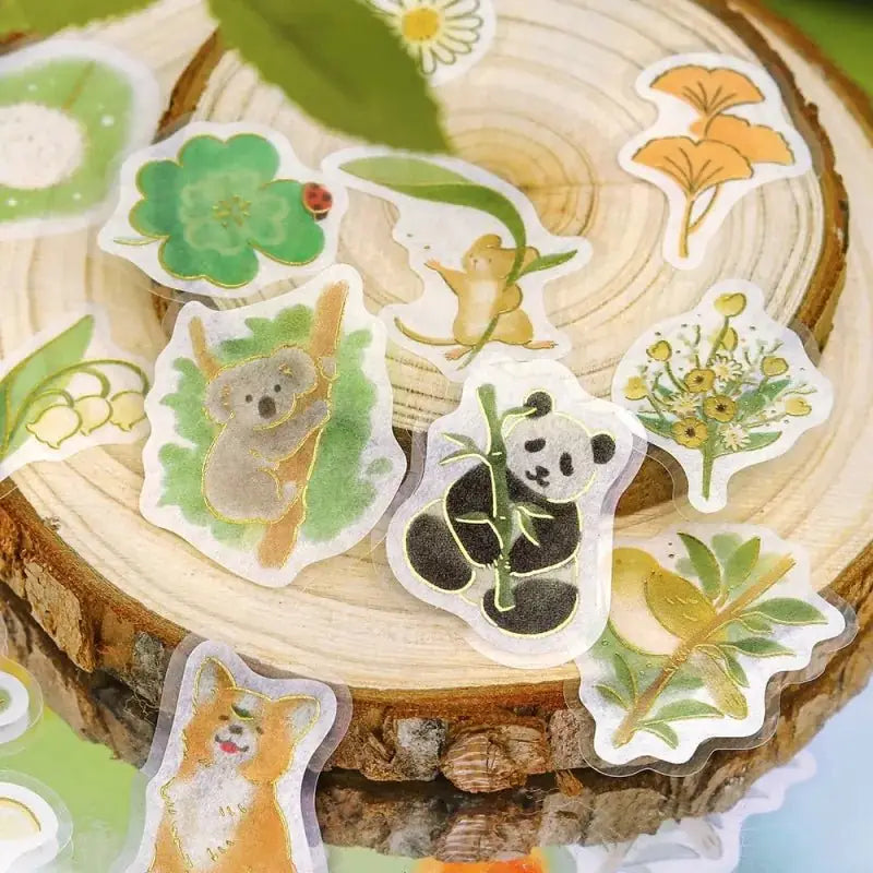 Flake stickers Little Forest - Green - 3 - BGM - Tidformera