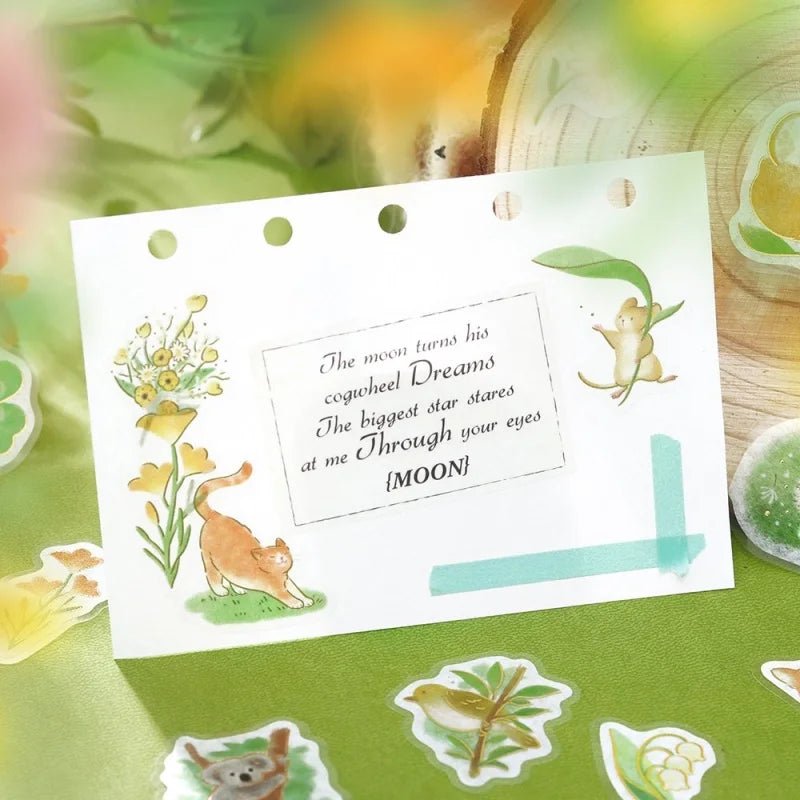 Flake stickers Little Forest - Green - 4 - BGM - Tidformera