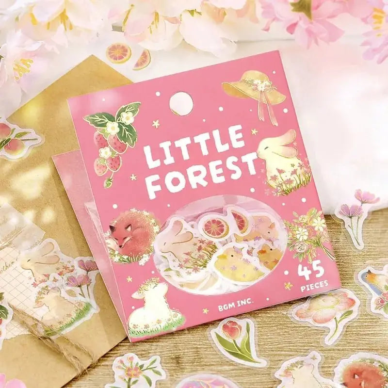 Flake stickers Little Forest - Pink - 4 - BGM - Tidformera