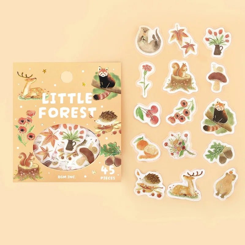Flake stickers Little Forest - Yellow från BGM. Små klistermärken med naturtema. - Tidformera