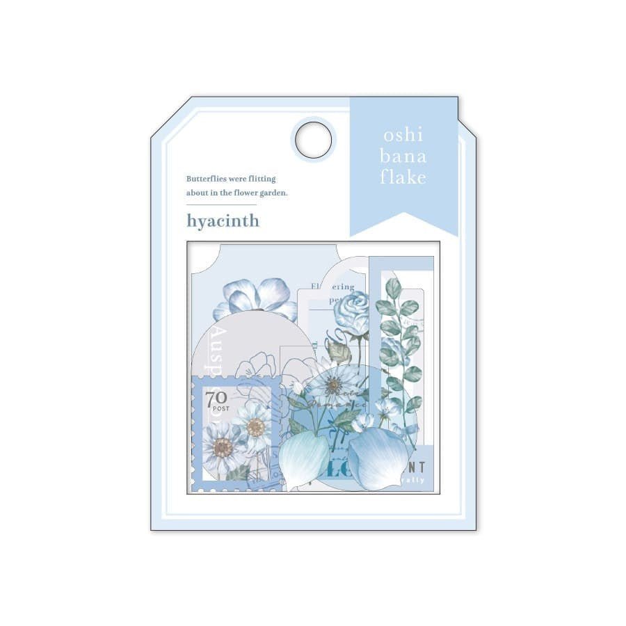 Flake stickers Oshi bana - Hyacinth från Mind Wave. Blå förpackning med klistermärken med blå blommor.  - Tidformera