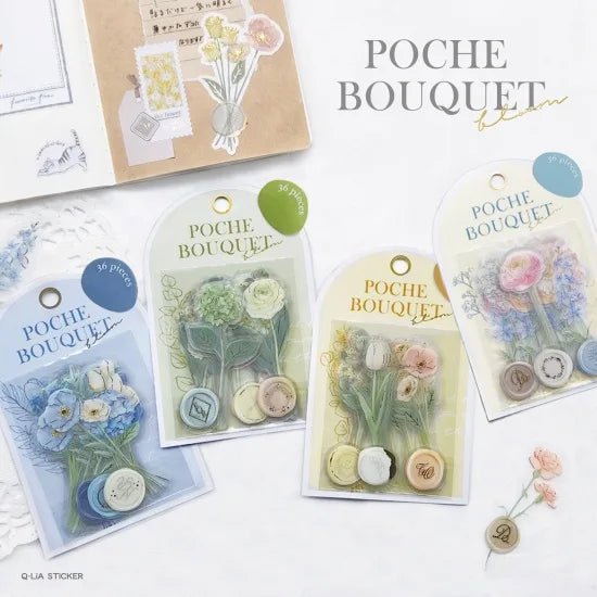 Flake stickers Poche Bouquet Bloom - Moss Green - Q-LiA - Tidformera