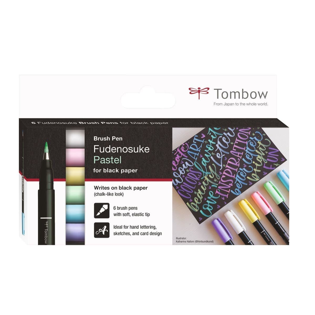 Fudenosuke Brush pen Förpackningar - Soft tip Pastel colors 6 - pack - 5 - Tombow - Tidformera