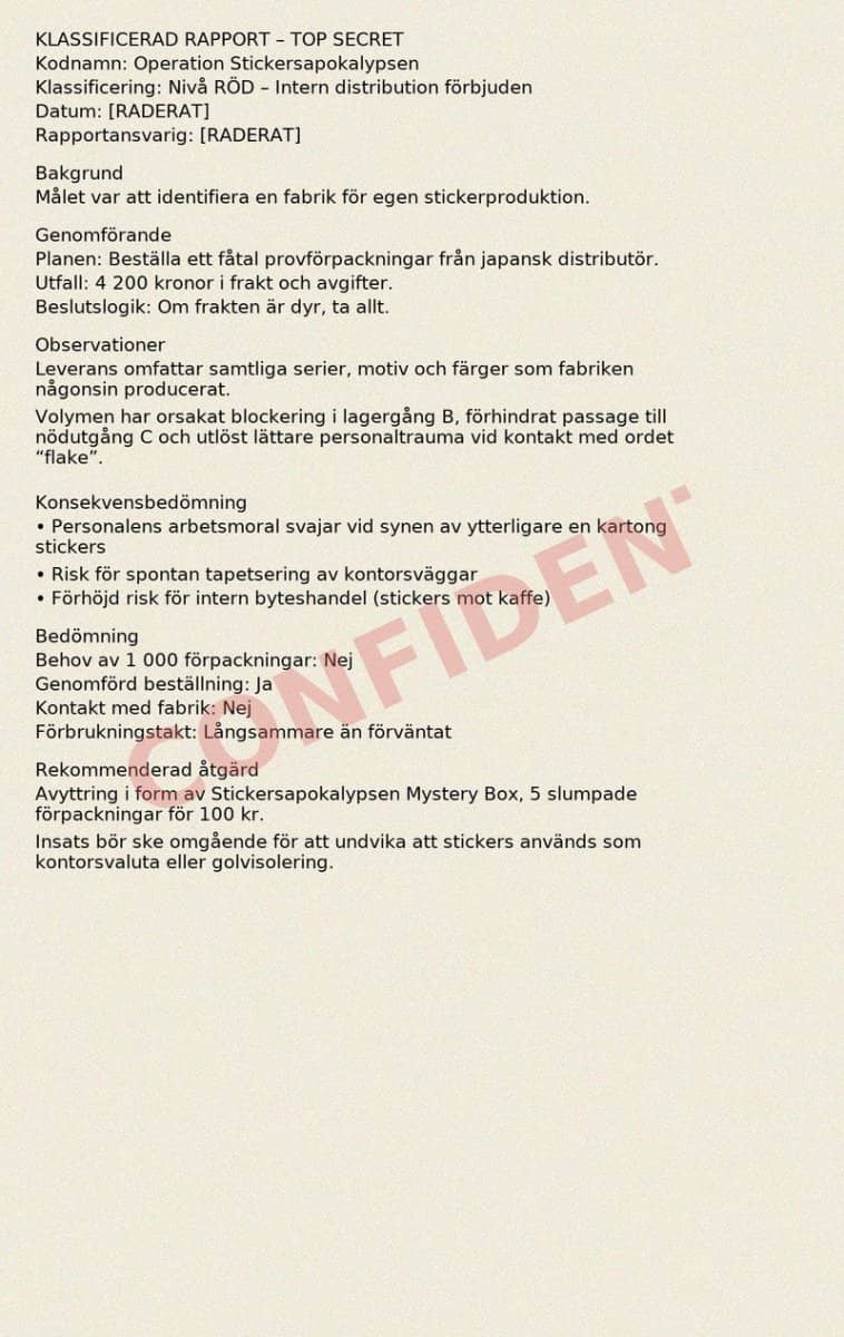 Fyndhörna - Stickersapokalypsen - Mystery 5 - pack - 1 - Tidformera - Tidformera